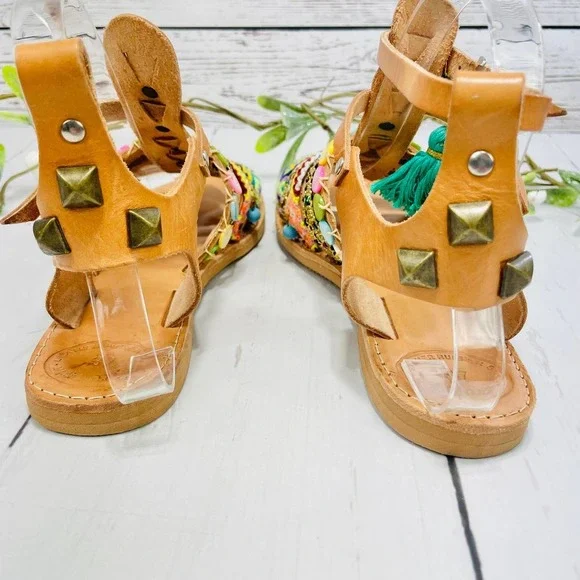 ELINA LINARDAKI Sandals - Beige  Ankle Strap Charm Flat Sandals - Picture 11 of 12